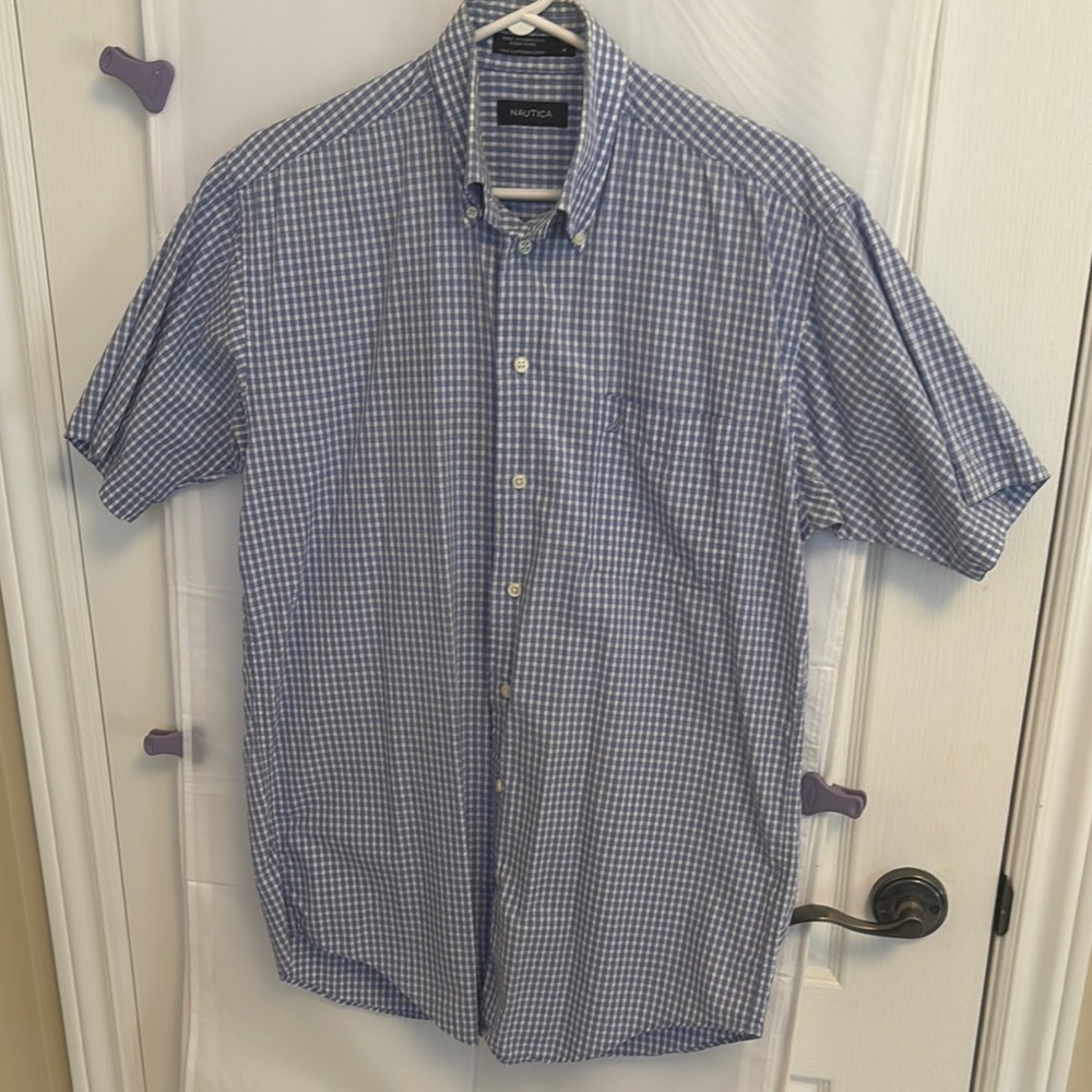 Nautica Blue Casual Button Down Shirt